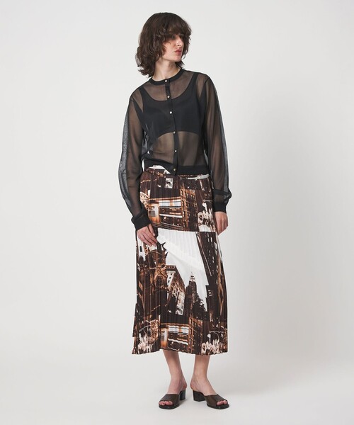 6（ロク）の「＜6(ROKU)＞ポリエステル シアー カーディガン（カーディガン/ボレロ・レディース・イエロー/ブラック/ライム・FREE）」の5枚目の写真