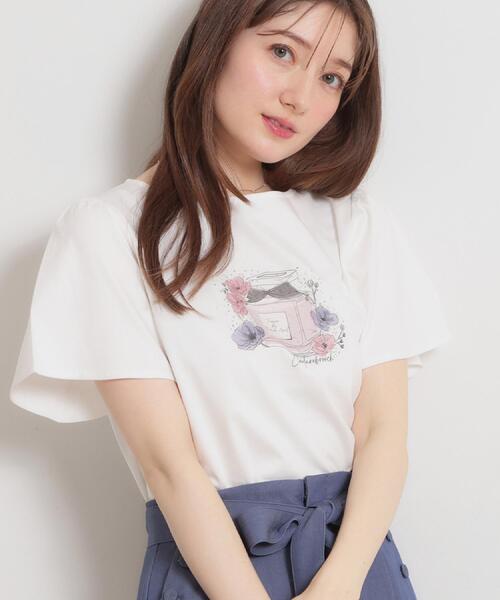 couture brooch（クチュールブローチ）の「パフュームプリントTシャツ（Tシャツ/カットソー・レディース・ライトベージュ/チャコールグレー/オフホワイト/ベビーピンク・38/36）」の6枚目の写真