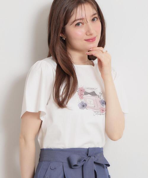 couture brooch（クチュールブローチ）の「パフュームプリントTシャツ（Tシャツ/カットソー・レディース・ライトベージュ/チャコールグレー/オフホワイト/ベビーピンク・38/36）」の7枚目の写真