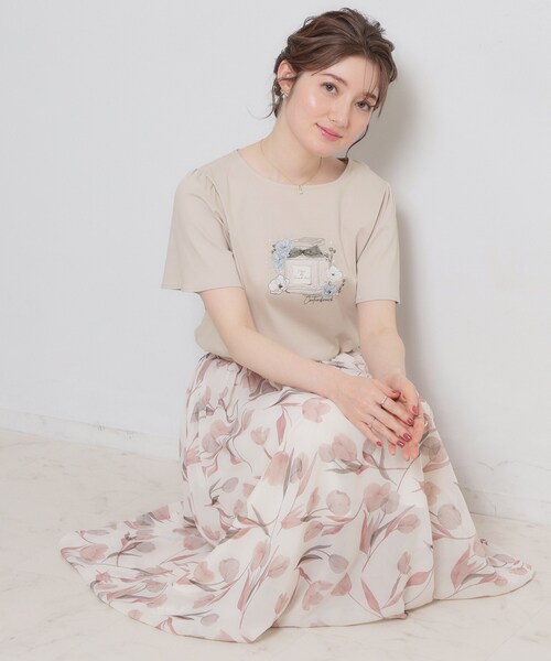 couture brooch（クチュールブローチ）の「パフュームプリントTシャツ（Tシャツ/カットソー・レディース・ライトベージュ/チャコールグレー/オフホワイト/ベビーピンク・38/36）」の18枚目の写真