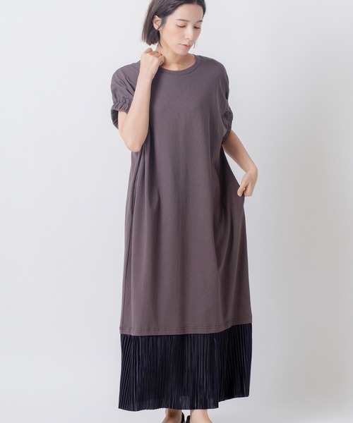 Kelen(ケレン)の「「KELEN / ケレン」裾プリーツドッキング コクーンシルエットワンピース(ワンピース・レディース・チャコールグレー/ブラック・M/S)」の2枚目の写真