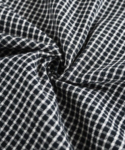 WILLFULLY（ウィルフリー）の「asymmetry tuck gather off shoulder check tops（Tシャツ/カットソー・レディース・ブラック/ブラウン・FREE）」の4枚目の写真