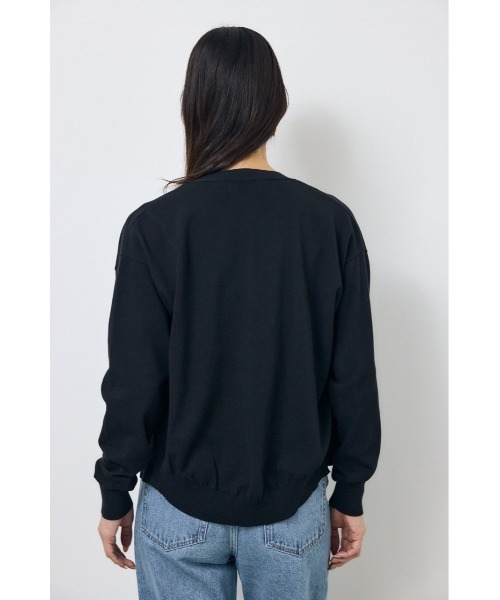 AZUL by moussy(アズールバイマウジー)の「【身長/骨格別着用画像あり】Vネックベーシックニットカーディガン 春服 秋服 羽織 ニットトップス(カーディガン/ボレロ・レディース・カーキ/ライトピンク/ブラック・FREE)」の7枚目の写真