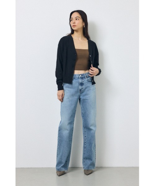 AZUL by moussy(アズールバイマウジー)の「【身長/骨格別着用画像あり】Vネックベーシックニットカーディガン 春服 秋服 羽織 ニットトップス(カーディガン/ボレロ・レディース・カーキ/ライトピンク/ブラック・FREE)」の8枚目の写真