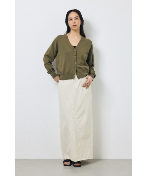 AZUL by moussy(アズールバイマウジー)の「【身長/骨格別着用画像あり】Vネックベーシックニットカーディガン 春服 秋服 羽織 ニットトップス(カーディガン/ボレロ・レディース・カーキ/ライトピンク/ブラック・FREE)」の16枚目の写真