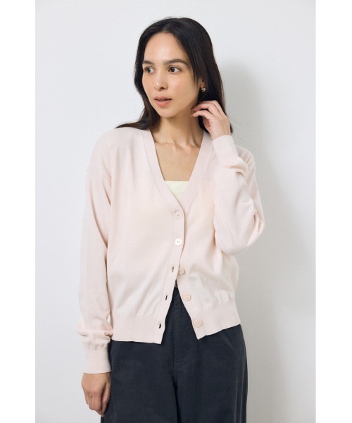 AZUL by moussy(アズールバイマウジー)の「【身長/骨格別着用画像あり】Vネックベーシックニットカーディガン 春服 秋服 羽織 ニットトップス(カーディガン/ボレロ・レディース・カーキ/ライトピンク/ブラック・FREE)」の20枚目の写真