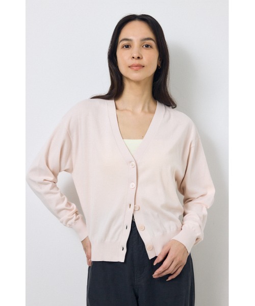 AZUL by moussy(アズールバイマウジー)の「【身長/骨格別着用画像あり】Vネックベーシックニットカーディガン 春服 秋服 羽織 ニットトップス(カーディガン/ボレロ・レディース・カーキ/ライトピンク/ブラック・FREE)」の21枚目の写真