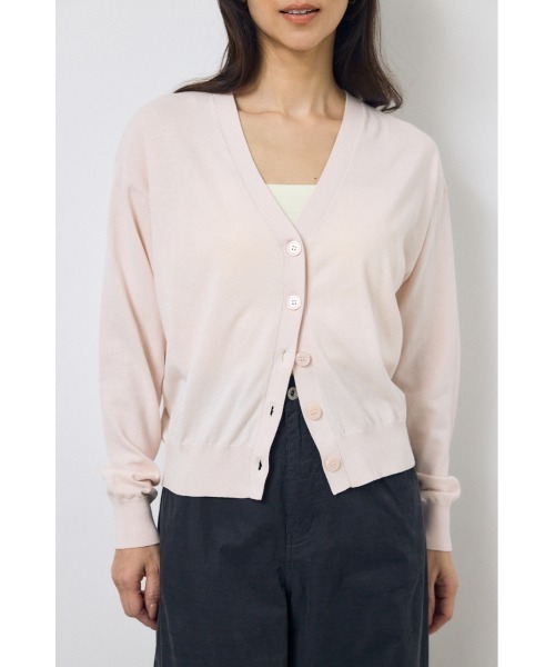 AZUL by moussy(アズールバイマウジー)の「【身長/骨格別着用画像あり】Vネックベーシックニットカーディガン 春服 秋服 羽織 ニットトップス(カーディガン/ボレロ・レディース・カーキ/ライトピンク/ブラック・FREE)」の22枚目の写真