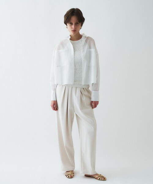 cloenc（クロエンス）の「【手洗い可】シアーストライプシャツ（シャツ/ブラウス・レディース・ホワイト系3/グレー系2/ピンク系3・01/02）」の4枚目の写真