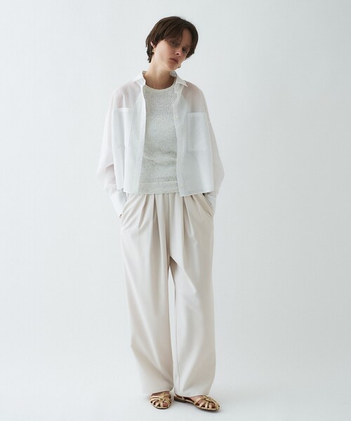 cloenc（クロエンス）の「【手洗い可】シアーストライプシャツ（シャツ/ブラウス・レディース・ホワイト系3/グレー系2/ピンク系3・01/02）」の5枚目の写真