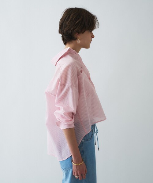 cloenc（クロエンス）の「【手洗い可】シアーストライプシャツ（シャツ/ブラウス・レディース・ホワイト系3/グレー系2/ピンク系3・01/02）」の11枚目の写真