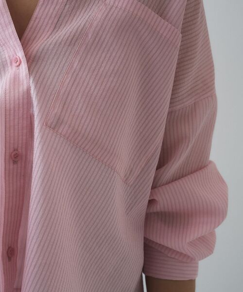 cloenc（クロエンス）の「【手洗い可】シアーストライプシャツ（シャツ/ブラウス・レディース・ホワイト系3/グレー系2/ピンク系3・01/02）」の13枚目の写真