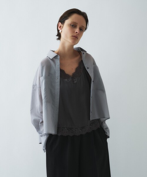 cloenc（クロエンス）の「【手洗い可】シアーストライプシャツ（シャツ/ブラウス・レディース・ホワイト系3/グレー系2/ピンク系3・01/02）」の16枚目の写真