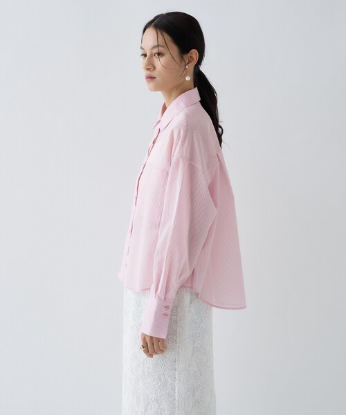 cloenc（クロエンス）の「【再入荷】シアーストライプシャツ（シャツ/ブラウス・レディース・ホワイト系3/グレー系2/ピンク系3・01/02）」の7枚目の写真