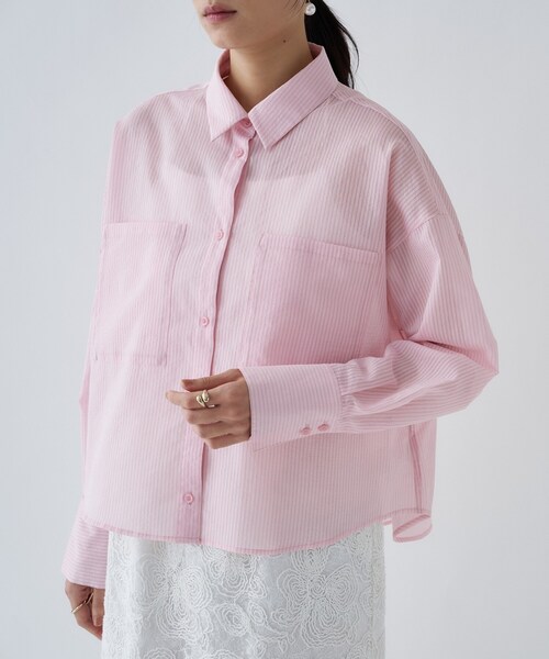 cloenc（クロエンス）の「【再入荷】シアーストライプシャツ（シャツ/ブラウス・レディース・ホワイト系3/グレー系2/ピンク系3・01/02）」の9枚目の写真