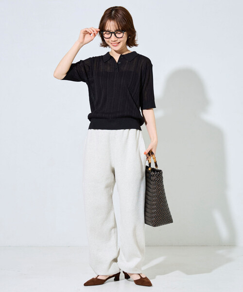 FREAK'S STORE(フリークスストア)の「限定展開 配色 ポロ襟 半袖 サマーニット(Tシャツ/カットソー・レディース・ブラック/ベージュ/ネイビー/ブラウン・フリ-)」の18枚目の写真