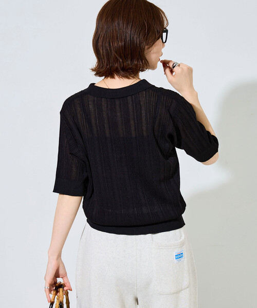 FREAK'S STORE(フリークスストア)の「限定展開 配色 ポロ襟 半袖 サマーニット(Tシャツ/カットソー・レディース・ブラック/ベージュ/ネイビー/ブラウン・フリ-)」の15枚目の写真