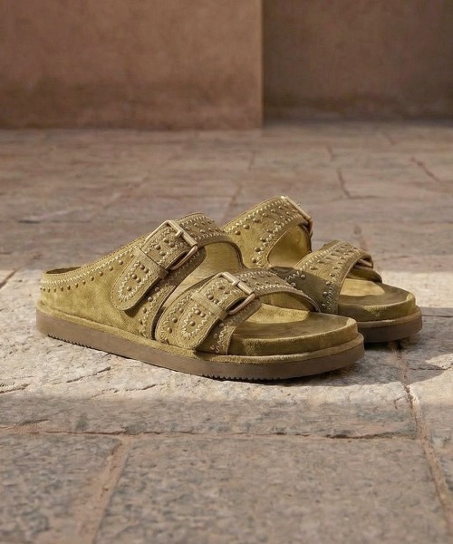 ASH（アッシュ）の「アッシュ【URUS】ベルトサンダル スタッズ ダブルベルト スエード レザー スライドサンダル 4.5cmヒール（サンダル・レディース・ブラウン/グリーン・36/37/38/39/40）」の15枚目の写真