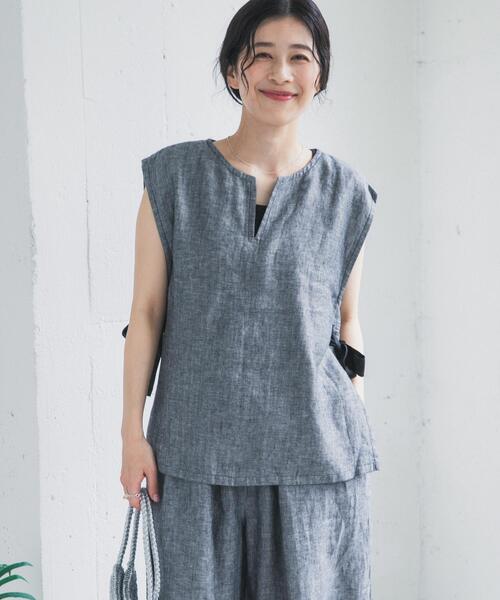 美品　TOWNお仕立てリネンベスト　グレーヘリンボーン ヘリンボーンリネンサイドリボンベスト（ベスト）｜URBAN RESEARCH