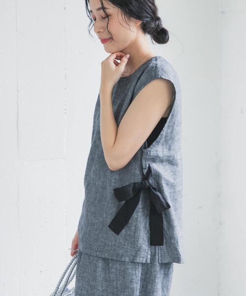 美品　TOWNお仕立てリネンベスト　グレーヘリンボーン ヘリンボーンリネンサイドリボンベスト（ベスト）｜URBAN RESEARCH
