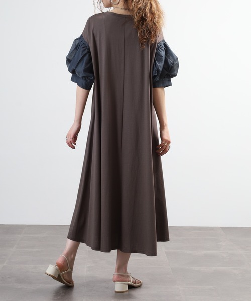 EGLANTINE（エグランティーヌ）の「EGLANTINE 袖ボリュームカットソーワンピース　半端袖（ワンピース・レディース・モカ/チャコールグレー/ブラック・38）」の12枚目の写真