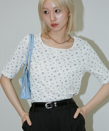 JEMORGAN | JEMORGAN/ジェーイーモーガン 針抜き フライス フラワー ハーフスリーブ ヘンリーネック プルオーバー 限定展開(Tシャツ/カットソー)