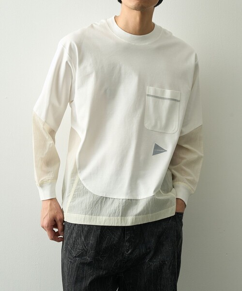 and wander（アンドワンダー）の「【and wander】combi LS T（Tシャツ/カットソー・メンズ・ブラック/ホワイト・L/M）」の2枚目の写真