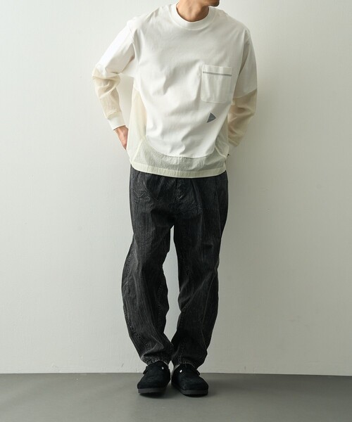 and wander（アンドワンダー）の「【and wander】combi LS T（Tシャツ/カットソー・メンズ・ブラック/ホワイト・L/M）」の5枚目の写真