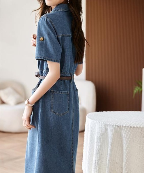 semplice（センプリチェ）の「デニムワンピ【韓国ファッション】（ワンピース・レディース・ブルー・XL/L/M/S）」の7枚目の写真