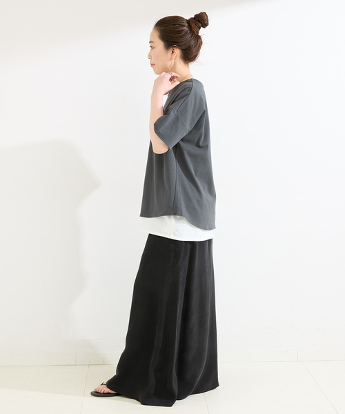 B.C STOCK(ベーセーストック)の「手洗い / 接触冷感 / スムースフロッキープリントTEE(Tシャツ/カットソー・レディース・ブラック/イエロー/ホワイト・FREE)」の12枚目の写真