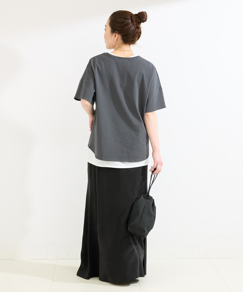 B.C STOCK(ベーセーストック)の「手洗い / 接触冷感 / スムースフロッキープリントTEE(Tシャツ/カットソー・レディース・ブラック/イエロー/ホワイト・FREE)」の13枚目の写真
