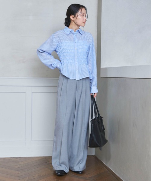 archives(アルシーヴ)の「【ONかわ】シアーストライプシャーリングシャツ(シャツ/ブラウス・レディース・ベージュ/ブルー・MEDIUM)」の16枚目の写真