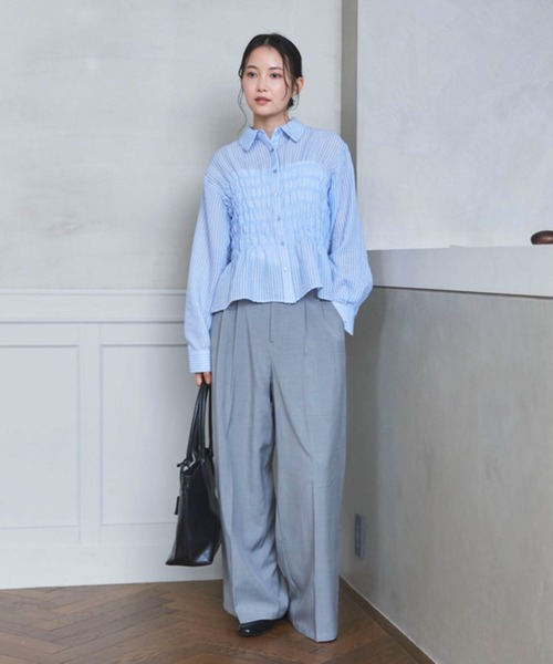 archives(アルシーヴ)の「【ONかわ】シアーストライプシャーリングシャツ(シャツ/ブラウス・レディース・ベージュ/ブルー・MEDIUM)」の15枚目の写真