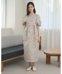 moi tytto（モイテュット）の「シュシュ付き パフスリーブ ジャガード ワンピース  【別売りビスチェとセット着用可能】（ワンピース）」