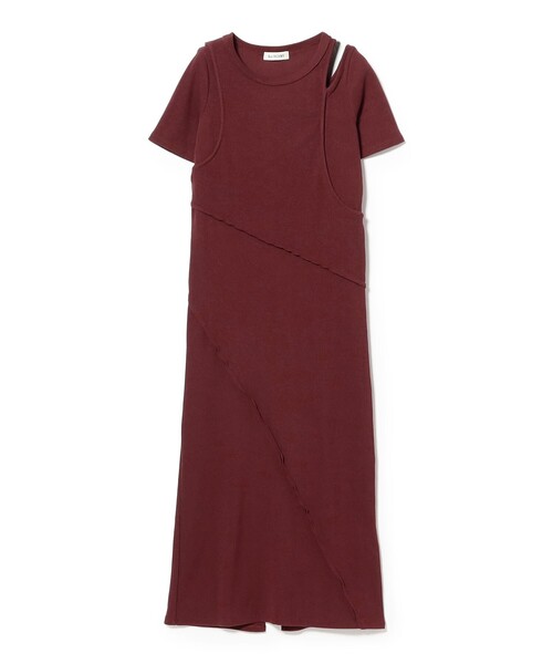 Ray BEAMS(レイビームス)の「キリカエ RIB カット ワンピース(ワンピース・レディース・ブラック/ワイン・ONE SIZE)」の2枚目の写真