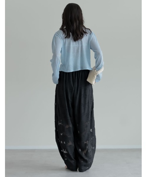 Re:EDIT（リエディ）の「[2026 SUMMER COLLECTION][低身長/高身長サイズ有]シアージャガードバレルレッグパンツ（その他パンツ・レディース・ホワイト/ブラック・SHORT/MEDIUM/TALL/LARGE）」の7枚目の写真