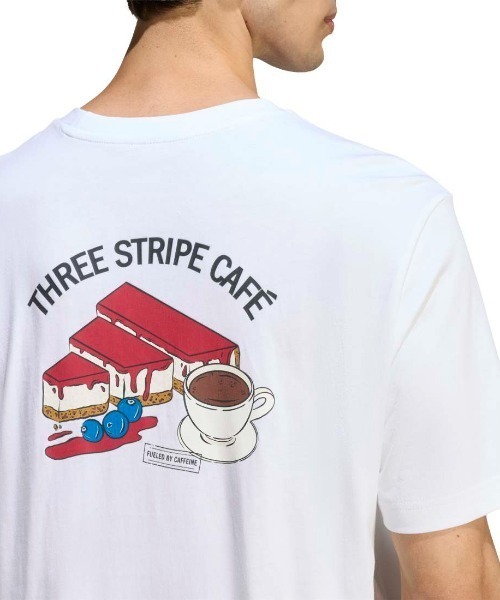 adidas(アディダス)の「アディダス adidas コーヒー カフェ チーズケーキ グラフィックTシャツ(Tシャツ/カットソー・メンズ・ホワイト/ダークグレー・S/M/L/LL/3L)」の6枚目の写真