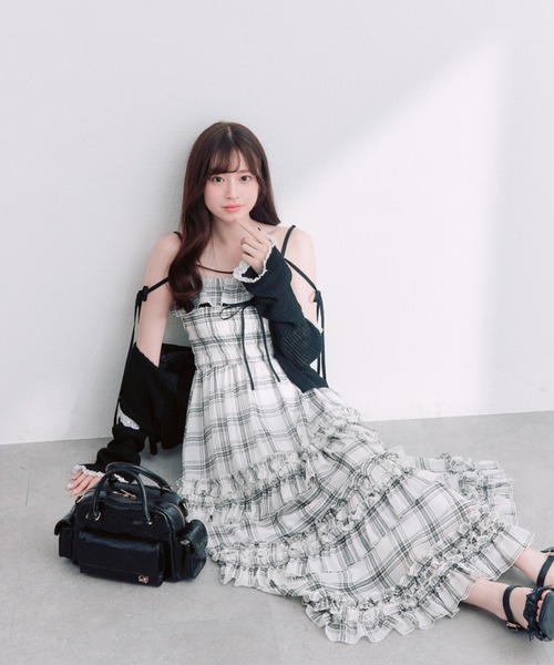 Cygne Olivie ポワンカーディガン　ブラック×ホワイト　新品 シアカーデ（カーディガン/ボレロ）｜OLIVE des OLIVE（オリーブデ