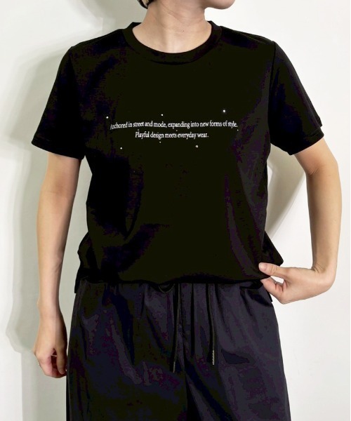 MIDVEIN(ミッドヴェイン)の「studs logo Tshirt(Tシャツ/カットソー・レディース・ブラック/ホワイト/レッド/ライム・FREE)」の2枚目の写真
