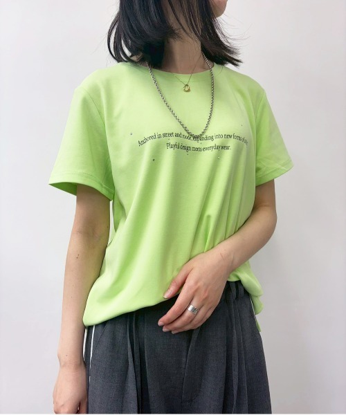MIDVEIN(ミッドヴェイン)の「studs logo Tshirt(Tシャツ/カットソー・レディース・ブラック/ホワイト/レッド/ライム・FREE)」の10枚目の写真