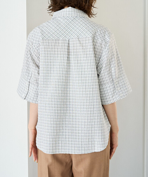 FREAK'S STORE(フリークスストア)の「限定展開 チェック フロント ギャザー 半袖 シャツ(シャツ/ブラウス・レディース・オフホワイト/ブラック/オリーブ/ブラウン・フリ-)」の19枚目の写真