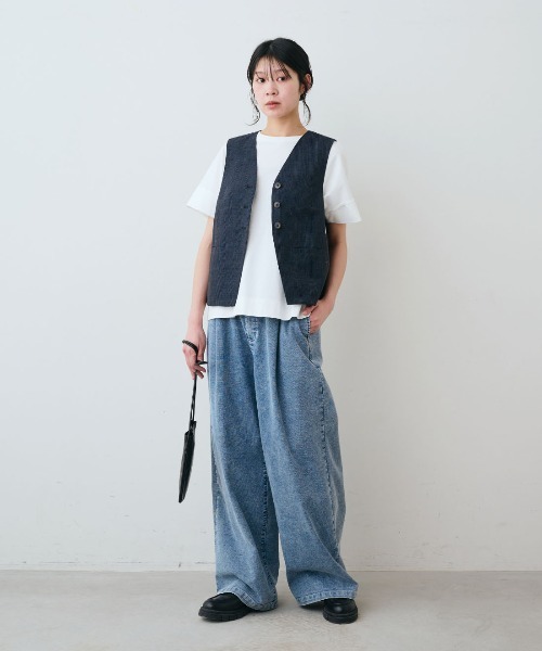 THREE FIFTY STANDARD(スリーフィフティースタンダード)の「THREE FIFTY STANDARD 小谷実由さんと作ったセットアップで使えるチェックジレ〈ダークチャコール〉(ベスト・レディース・チャコール・L/M)」の4枚目の写真