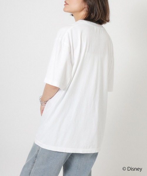Floran（フローラン）の「【GOOD ROCK SPEED/グッドロックスピード】ヴィンテージライクダメージ加工/ミッキー/プリントTシャツ（Tシャツ/カットソー・レディース・チャコールグレー/オフホワイト・MEDIUM）」の6枚目の写真