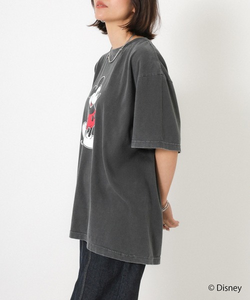 Floran（フローラン）の「【GOOD ROCK SPEED/グッドロックスピード】ヴィンテージライクダメージ加工/ミッキー/プリントTシャツ（Tシャツ/カットソー・レディース・チャコールグレー/オフホワイト・MEDIUM）」の8枚目の写真