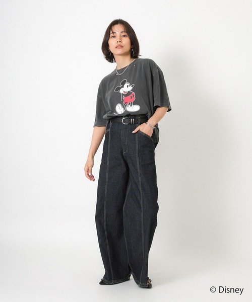Floran（フローラン）の「【GOOD ROCK SPEED/グッドロックスピード】ヴィンテージライクダメージ加工/ミッキー/プリントTシャツ（Tシャツ/カットソー・レディース・チャコールグレー/オフホワイト・MEDIUM）」の17枚目の写真