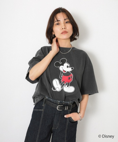 Floran（フローラン）の「【GOOD ROCK SPEED/グッドロックスピード】ヴィンテージライクダメージ加工/ミッキー/プリントTシャツ（Tシャツ/カットソー・レディース・チャコールグレー/オフホワイト・MEDIUM）」の20枚目の写真