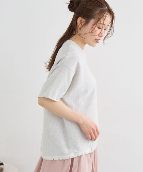 le.coeur blanc(ルクールブラン)の「スウェットライクハーフスリーブニット(ニット/セーター・レディース・チャコールグレー/ライトグレー・38)」の19枚目の写真