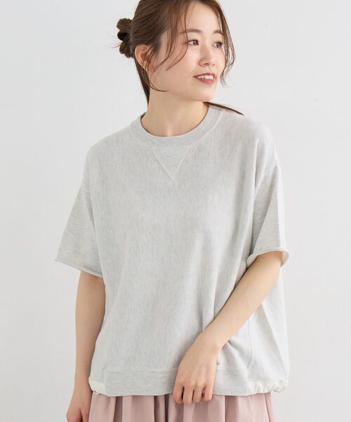 le.coeur blanc(ルクールブラン)の「スウェットライクハーフスリーブニット(ニット/セーター・レディース・チャコールグレー/ライトグレー・38)」の18枚目の写真