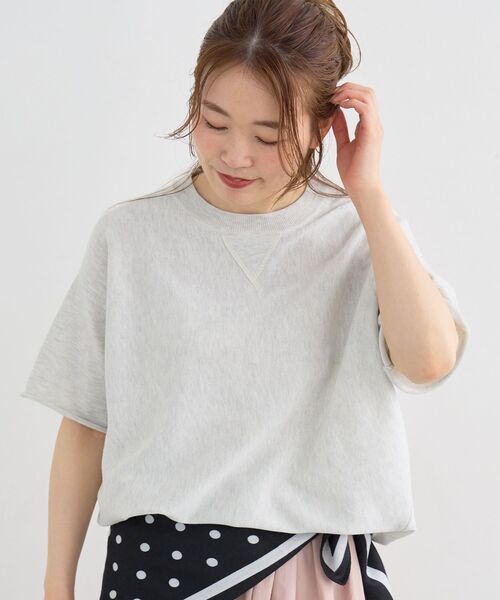 le.coeur blanc(ルクールブラン)の「スウェットライクハーフスリーブニット(ニット/セーター・レディース・チャコールグレー/ライトグレー・38)」の17枚目の写真