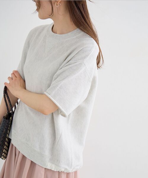le.coeur blanc(ルクールブラン)の「スウェットライクハーフスリーブニット(ニット/セーター・レディース・チャコールグレー/ライトグレー・38)」の14枚目の写真